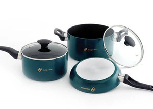 Top Quality Aluminium Cookware set Saucepan Stockpot Frying Pan Nostick Cookware with High Temperature Spray Painted Exterior
