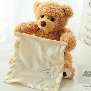 Top Sale Custom Shy Electric Music Teddy Bear Animal Stuffed Toy Peek a Boo Plush Toy