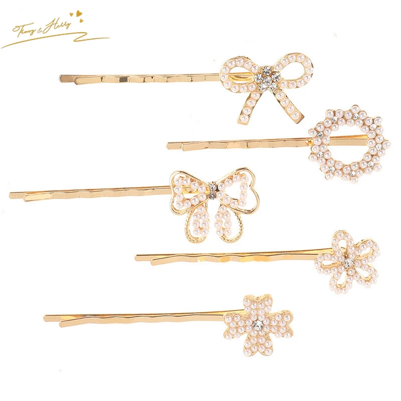Tracy &amp; Herry Fancy Bridal Jewelry Hair Accessories Girls Bow Knot Hair Clips Pearl Crystal Hair Barrettes
