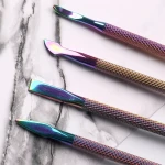 TSZS High Quality Double Sides Stainless Steel Nail Cuticle Pusher Nail Cuticle Push Steel Remover nail tool