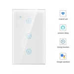 Tuya US/AU 12V 10A Wifi Wall Switch Smart Light Switch Intelligent Glass Panel Touch-Sensor interruptor 3 Gang Alexa Google Home