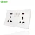Import Two Universal Power Port 5 pin Universal Wall Socket Panel with on/off switch electric accessories wall switch socket anchor from China