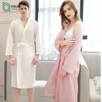 Unisex Fluffy Home Indoor Dress Nature Skin Friendly Waffle Bathrobe