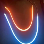 Universal  60cm super slim LED  DRL soft light article lamp flexible strip light guide lamp ice blue+yellow turning light