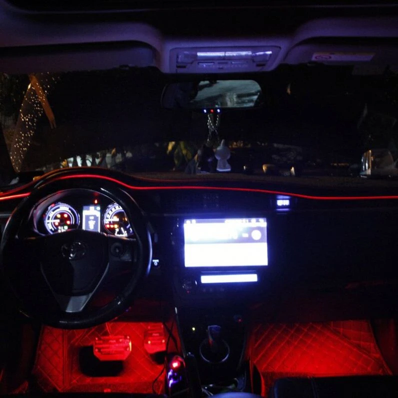 Universal Car LED Strip Lights Voice Control 64-color fiber optic ambient light app and remote control adjustment
