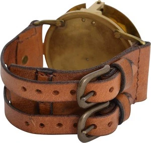 Vintage Nautical Steampunk Sundial  Compass Wrist Watch W/Leather Bracelet Handmade Collection  CHCOM629