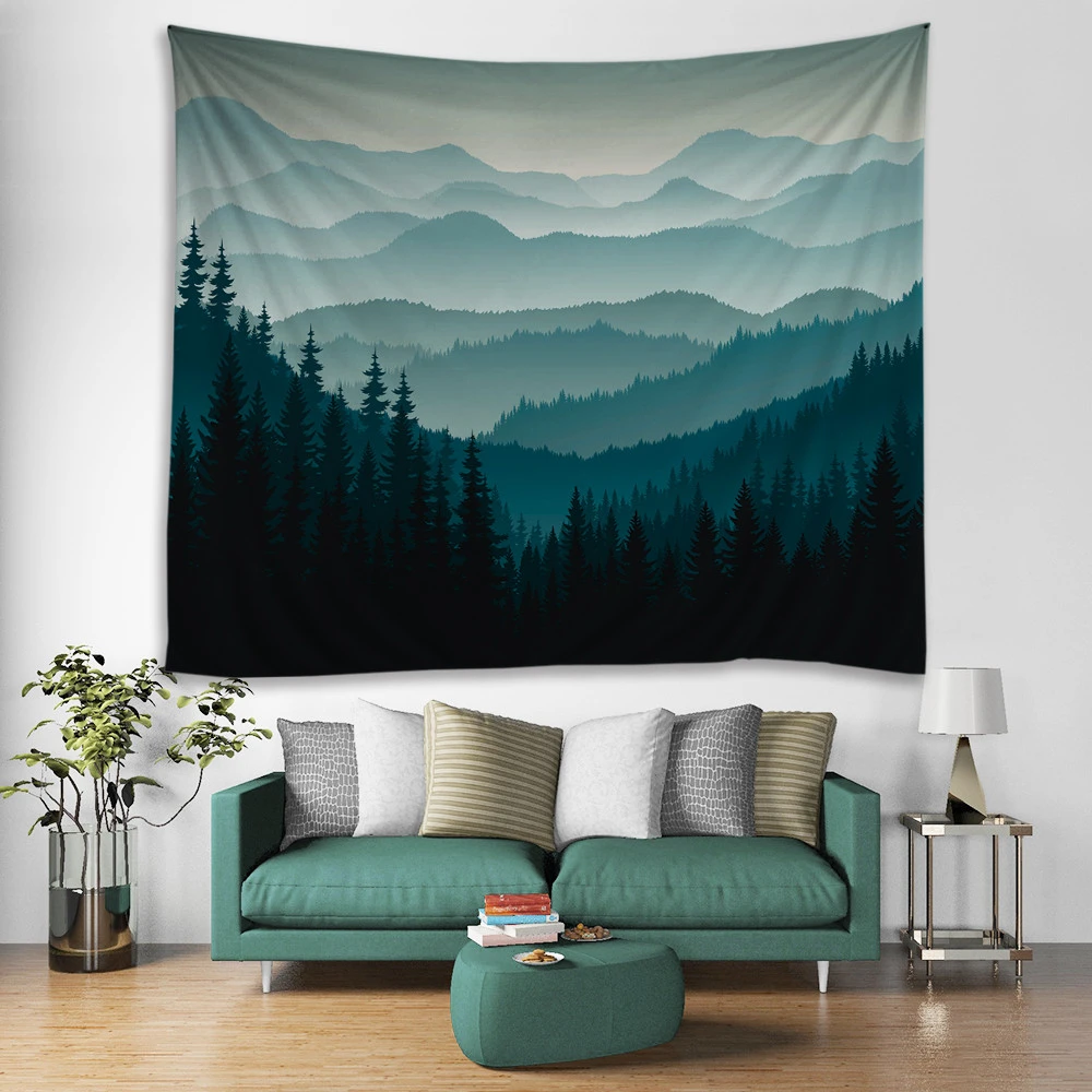 Wall hanging home decor polyester printing knitted digital tapestry