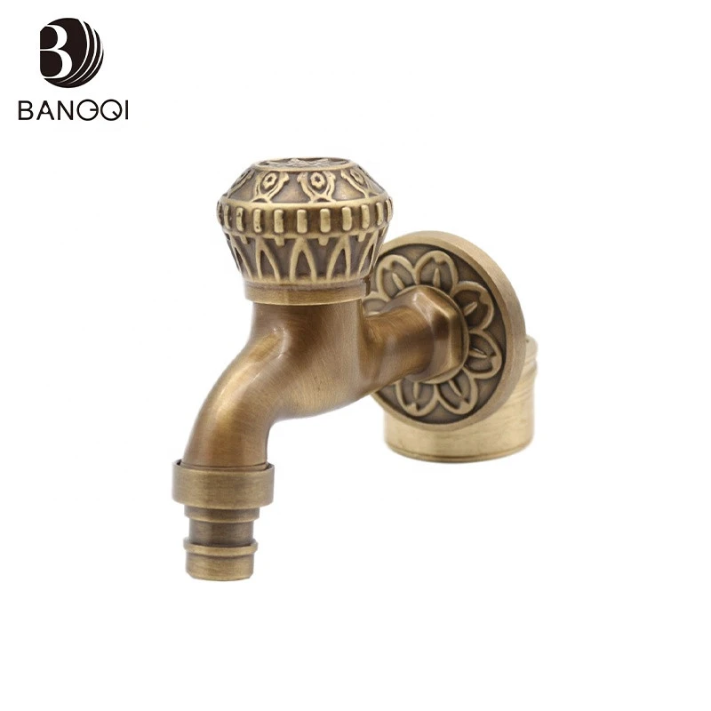 Wall Mounted Antique Washing Machine Faucet Single Cold Taps