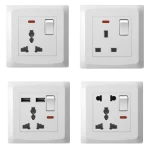 White Electric Wall Switch and Socket Home Light Switches Hotel Universal Sockets Plastic OEM 3 Pin Double Socket 16A 1 Years 0M