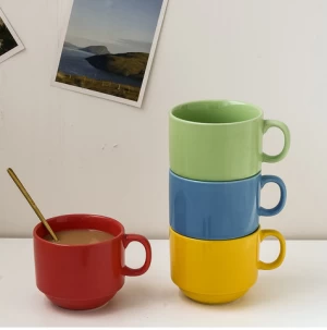whole single colored glaze porcelain ceramic coffee mug