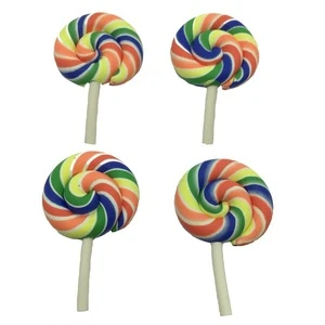 Wholesale 26*42mm Polymer Clay Artificial Lollipop Food Rainbow Lollipop Candy DIY Home Decor Parts Clay Crafts
