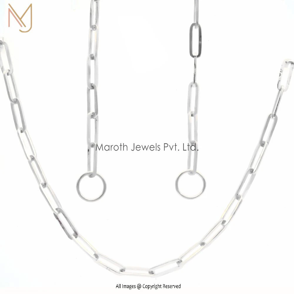 Wholesale 925 Natural Silver  Paperclip 22 Inches Chain