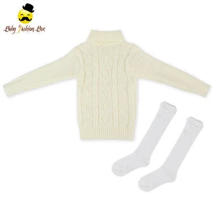 Wholesale baby girl fall winter sweater new design wool high neck baby knitting patterns sweater