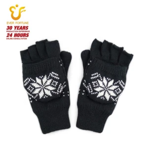 Wholesale cold winter fleece lined mittens fingerless gloves