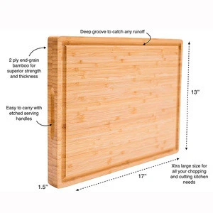 Wholesale Custom Food Grade Extra Large Kitchen Organic Natural Bamboo Chopping Cutting Board with Juice Groove
