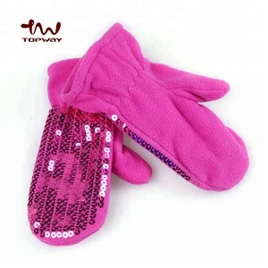 Wholesale Custom Kids Winter Cotton Gloves Mittens With Sequin