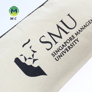 Wholesale high quality customized logo silkscreen printed zipper canvas pencil bag for School/Office/Hospital