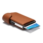 Wholesale High Quality PU Leather Metal Wallet RFID Card Holder Blocking Single Box Minimalist Wallet Aluminium Card Holder