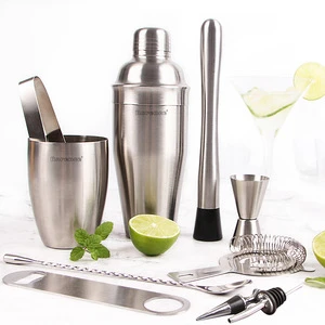 Wholesale In Stock 10 Pieces Cocktail Shaker Accessories Bar Bartender Tools Stainless Steel Bar Set