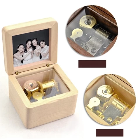 Wholesale Laser Engraving Custom Wooden Music Box Photo Music Box DIY Creative Made in China Factory Price