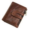Wholesale Multiple Card Coin Purse Genuine Leather Men Rfid Wallet With Two Zipper