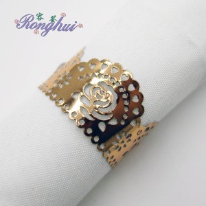 Wholesale paper rose laser cut napkin rings dinner table decoration for wedding