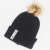 Import Wholesale quality thicker rib cable knit cuff label beanie hat with fur pompom from China