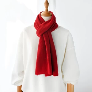 wholesale red Wool scarf women and men short scarves knitted solid color autumn winter in stock