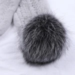 Wholesale Womens Hight Quality Genuine Rex Rabbit Fur Scarf Scarves Silver Fox Fur Pom Pom Wraps Girls Winter Neck Warmer