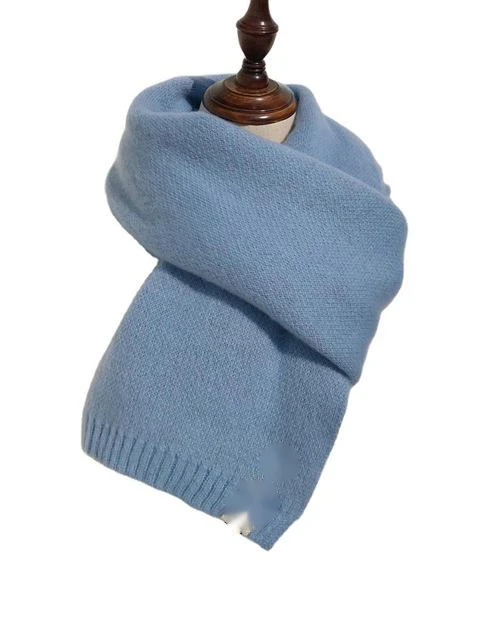 Winter all-match students solid color thickened wool knitted scarf