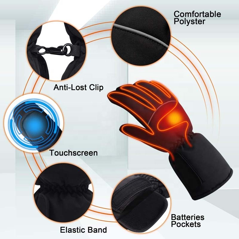 Winter Thermal Warm Touchscreen Cycling Riding Skiing Skating Hiking Rechargeable Electric Battery Heat Outdoor Sports Gloves