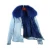 Import Winter Women Denim Series Mid Blue Fluffy Short Fur Jacket Faux Fur Liner And Real Raccoon Fur Collar from China