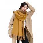 women double side thick pashmina scarf knitted cashmere shawl