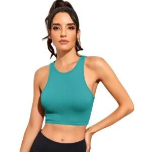 Women Vest Tank Top Yoga wear sleeveless sports vest for women without breast pads loose seamless knitted fitness top for women