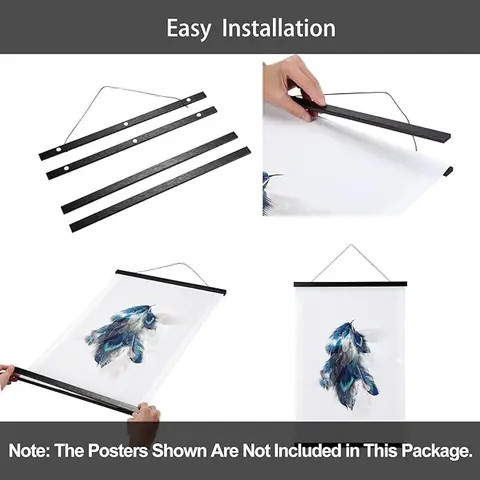 Wood Wooden Magnet Canvas Artwork Print Dowel magnetic poster hangers Magnetic Poster Hanger Frame