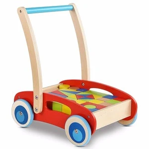 Wooden Baby Learning Walker Toddler Toys for 1 Year Old Blocks and Roll Cart Push and Pull Toy