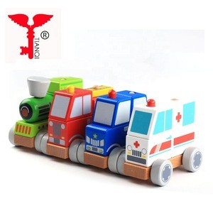 Wooden diy toy police cars, fire engines, ambulances, engineering vehicles kids toy