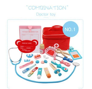 Wooden kids pretend play set doctor toys games toys for boys and Girls