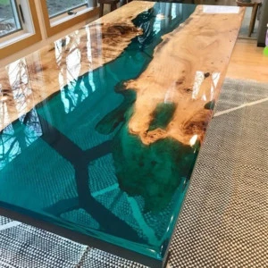 Wooden slab table top river dining table solid wood clear epoxy resin table