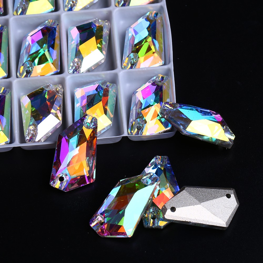 XULIN 13*23mm K9 Rhinestone Rhombus Loose Sewing Stone Bead For Clothes Decoration