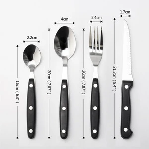 YIJIA 4pcs/set High quality  Black Wooden Handle Stainless Steel Cutlery Party Hotel RestaurantWedding Gift Flatware Set