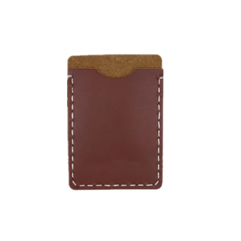 YS-W201 Wholesale 3M self adhesive genuine leather phone wallet pocket mobile phone card holder
