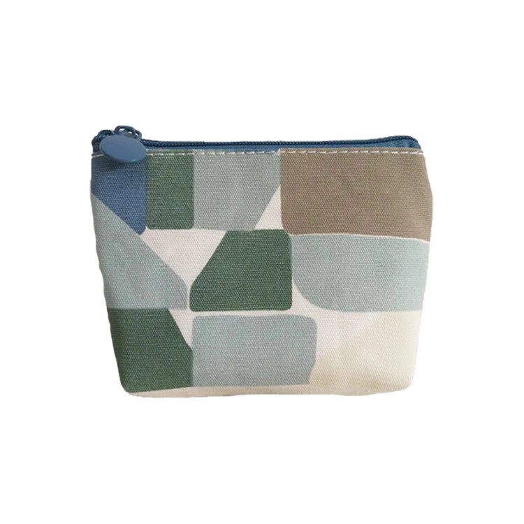 Zipper closure eco friendly canvas cosmetic pouch bag case