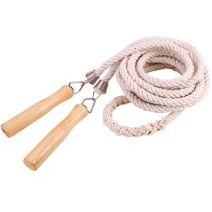 Eco-Friendly Durable Cotton Jump Rope With Wood Handle