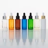 New Fashion 30ml Coloful Black Amber Empty Flat Round Shaped Serum Hair Essential Oil Serum Glass Bottle With Dropper