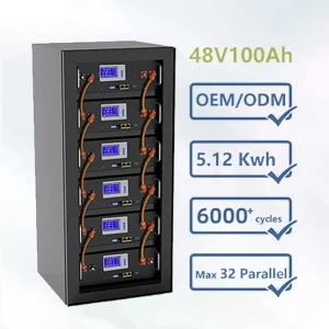 5Kw 6000 Deep Cycles Dual M8 PC Monitor Max 32 Parallel 16S 51.2V 100A BMS 48V 100Ah LiFePO4 Battery Pack