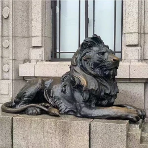 HSBC Cast Bronze Lion Sculpture Cast Bronze Animal Statue Supports Customization