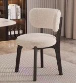 Dining Chair-New Light Luxury Lamb Fleece Fabric Cream Nordic Teddy Fleece Back Home Chaises
