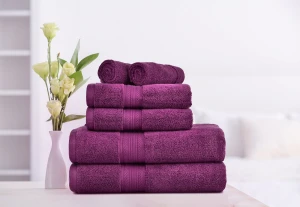 Spitiko Homes 100% Cotton Towel Set -Zero Twist 6 Pieces -Dark Purple