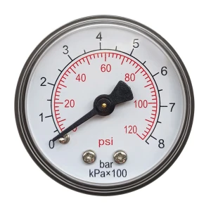 Car Pressure Gauge 1-3/5" Dial Center Back Mount,0-120 Psi, Dual Scale Measurement Tool, Test Accessory